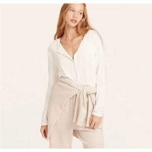 J. CREW White Henley Long Sleeve Top in Dreamy Cotton Size Women's Medium